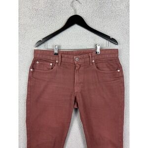 Bonobos Travel Jean Jeans Mens 32x32 Red Slim Tapered Stretch Denim Made USA